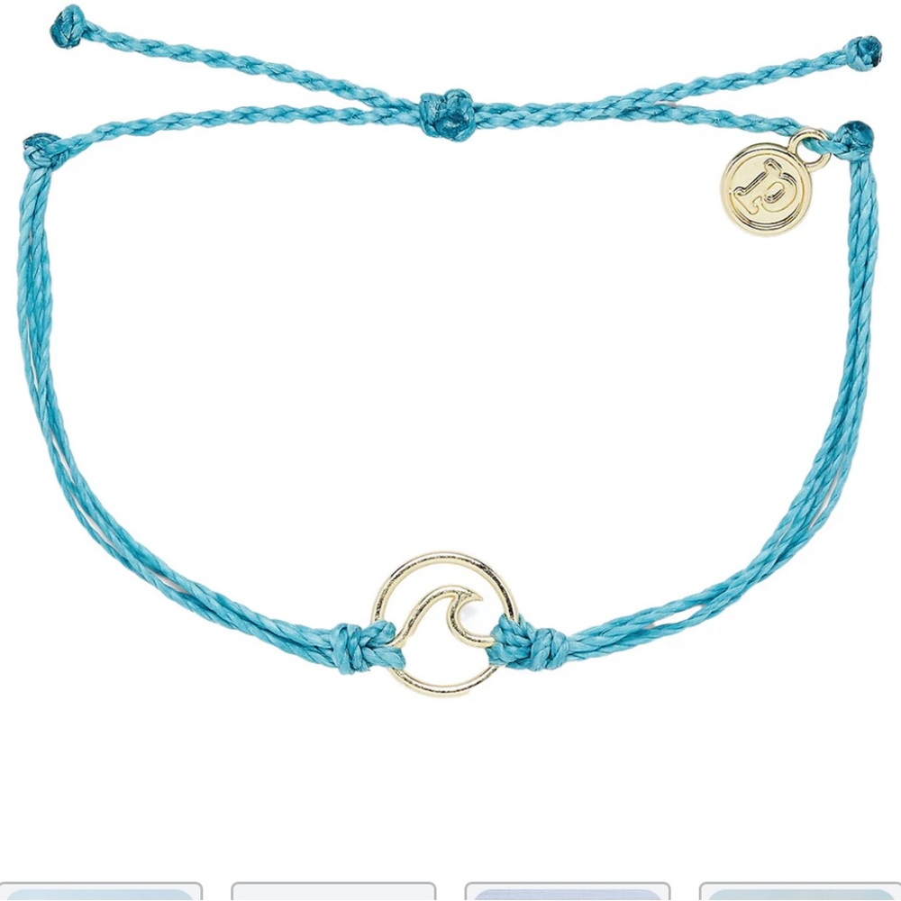 New Pura Vida Blue and Gold Ocean Charm Bracelet+ Sticker Pack